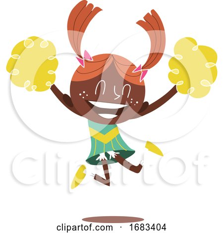Illustration of a Young Smiling Cheerleader Jumping and Cheering by Morphart Creations