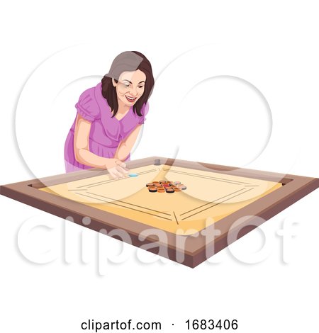 Woman Playing Carom Game by Morphart Creations