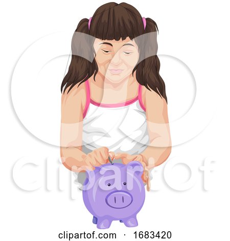 Girl Putting Money in a Piggy Bank by Morphart Creations