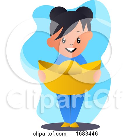 Cartoon Chinese Girl Holding Hat by Morphart Creations