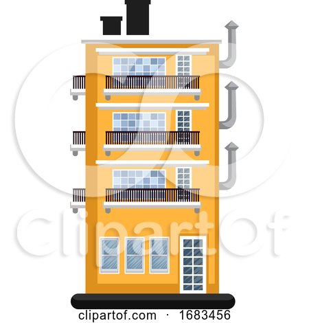 Cartoon Orange Building with Three Floors by Morphart Creations