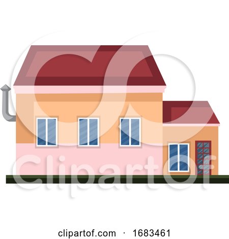 Cartoon Orange Building with Red Roof by Morphart Creations