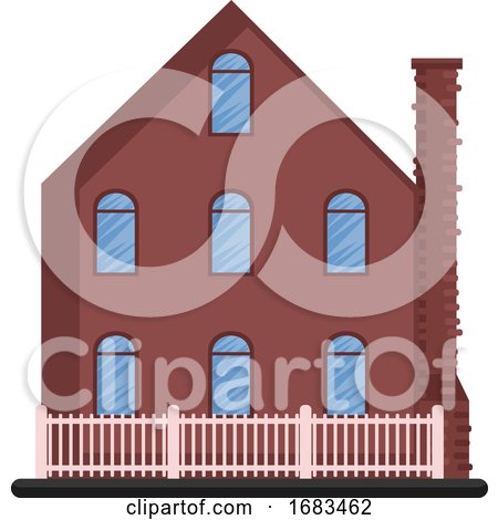 Cartoon Red Building with Blue Windows by Morphart Creations
