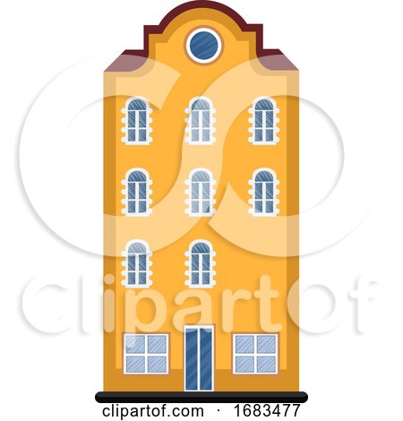 Cartoon Orange Building with Red Roof by Morphart Creations