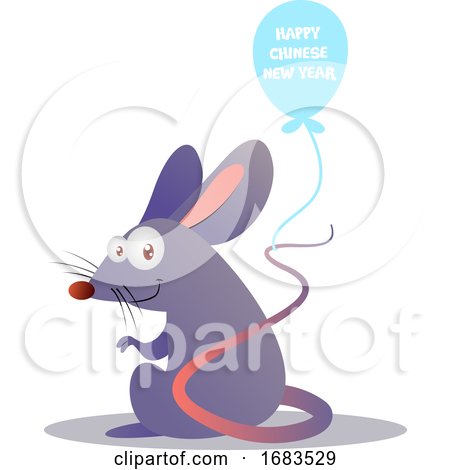 Cartoon Mouse Holding Balloon by Morphart Creations