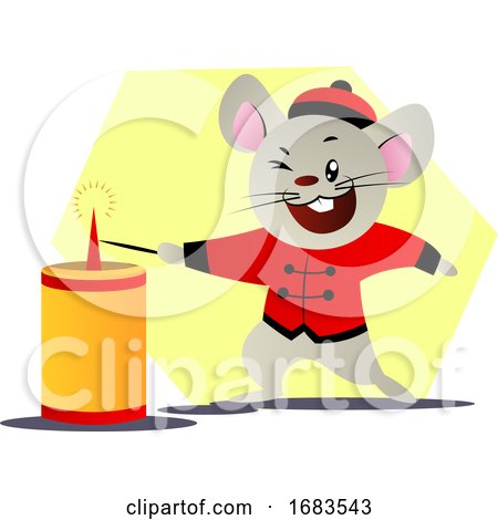 Happy Mouse in Red Suit Lightning a Candle by Morphart Creations