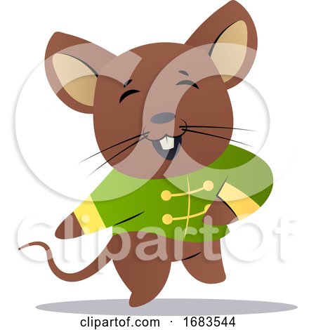 Cartoon Mouse in Green Chinese Suit by Morphart Creations
