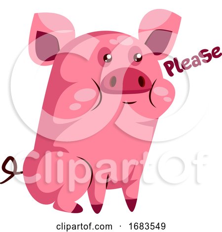 Cute Pink Piggy Saying Please by Morphart Creations