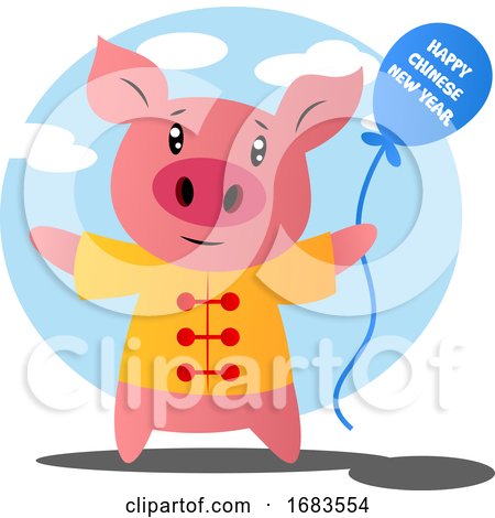 Cartoon Pig Celebrating Chinese New Year by Morphart Creations