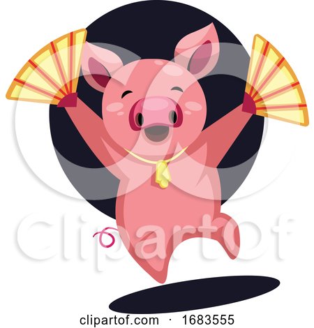 Happy Pig Celebrating Chinese New Year by Morphart Creations