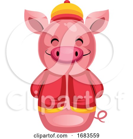 Pig in a Traditional Chinese Costume by Morphart Creations