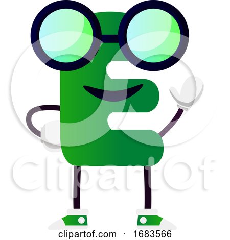Green Letter E With Glasses by Morphart Creations