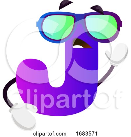 Purple Letter J with Sunglasses by Morphart Creations