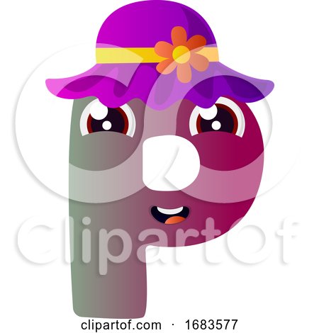 Purple Letter P with Purple Hat by Morphart Creations
