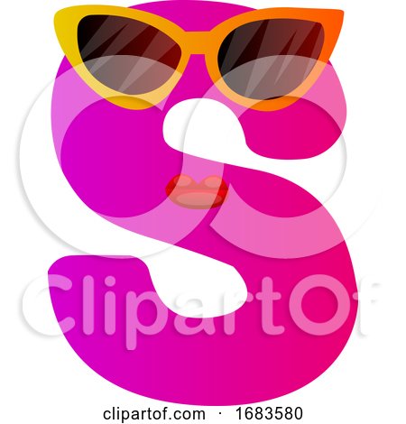 Pink Letter S with Sunglasses by Morphart Creations