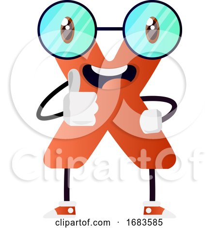 Orange Letter X with Glasses by Morphart Creations