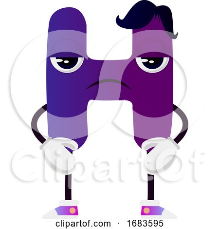 Purple Letter H with Black Hair by Morphart Creations