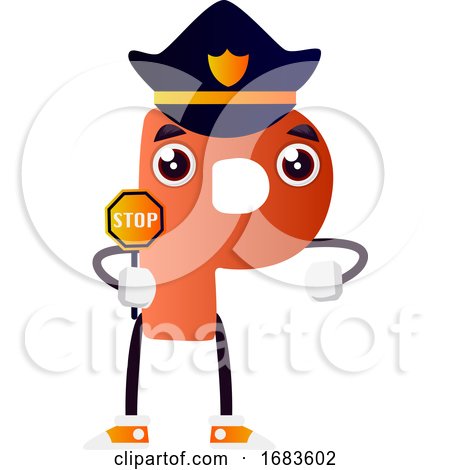 Orange Letter P with Police Hat by Morphart Creations