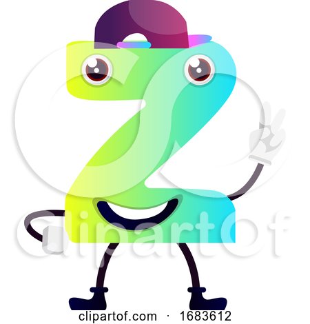 Green Cartoon Letter Z with Purple Hat by Morphart Creations