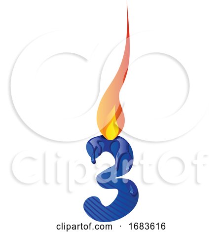 Blue Number Three in Flame by Morphart Creations