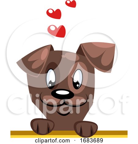 Brown Dog with Hearts Above His Head by Morphart Creations