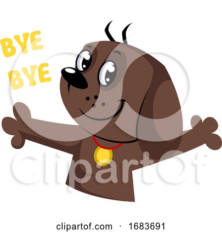 Brown Dog Saying Bye Bye by Morphart Creations