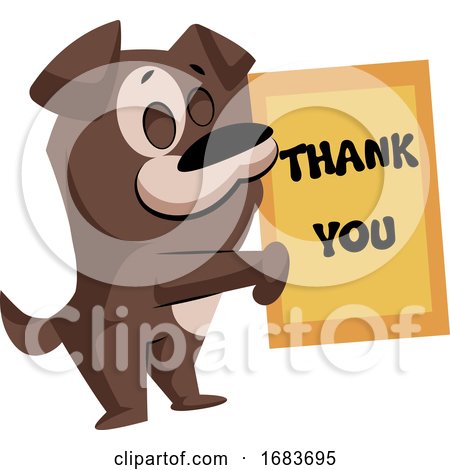 Brown Dog Holding a Thank You Sign by Morphart Creations