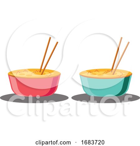 Two Bowls Full of Food Ready for Chinese New Year Illustration by Morphart Creations