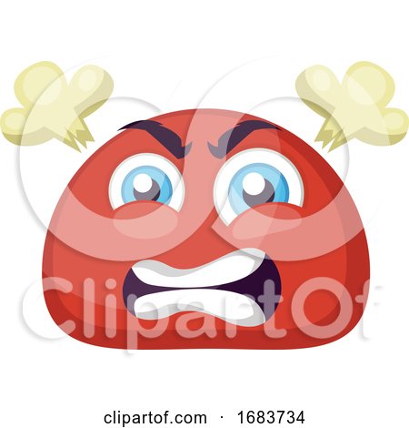 Furious Red Round Emoji Face Illustration by Morphart Creations