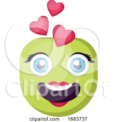 Green Female Emoji Face in Love Illustration by Morphart Creations