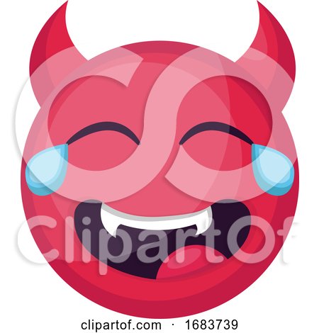Laughing Deep Pink Devil Emoji Face Illustration by Morphart Creations