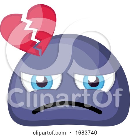Sad Broken Hearted Blue Emoji Face Illustration by Morphart Creations
