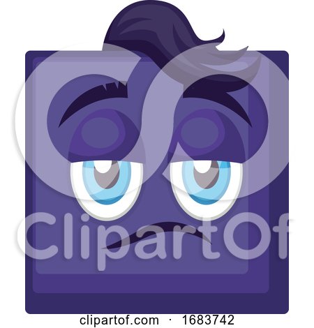 Sassy Blue Square Emoji Face with Hair Illustration by Morphart ...