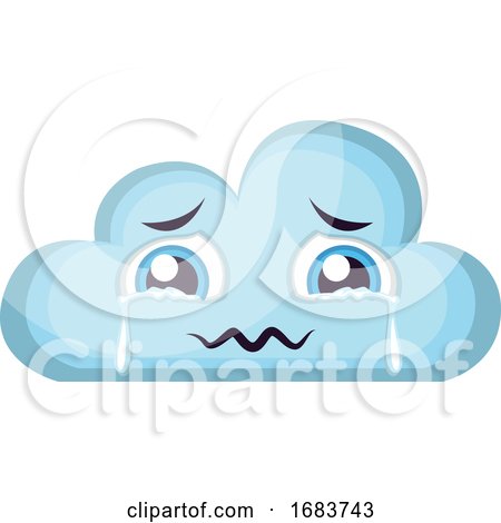 Crying Light Blue Cloud Emoji Illustration by Morphart Creations