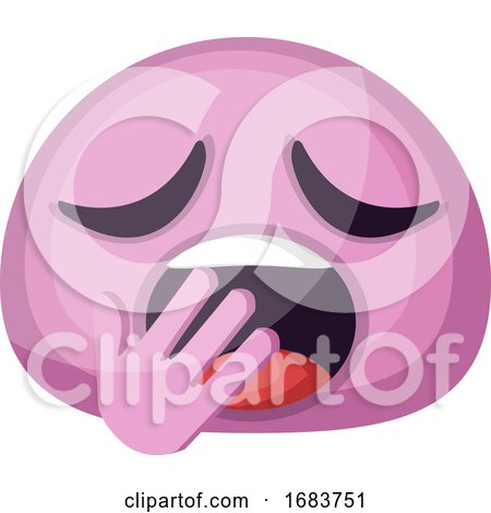 Tired Pink Emoji Face Yawning Illustration by Morphart Creations