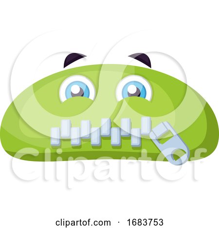 Green Monster Emoji with Zipped Mouth Illustration by Morphart Creations