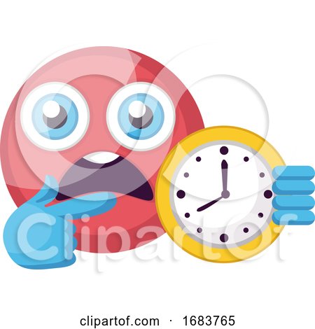 Round Pink Frustrated Emoji Showing Clock Illustration by Morphart Creations