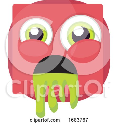 Square Pink Emoji Puking Illustration by Morphart Creations