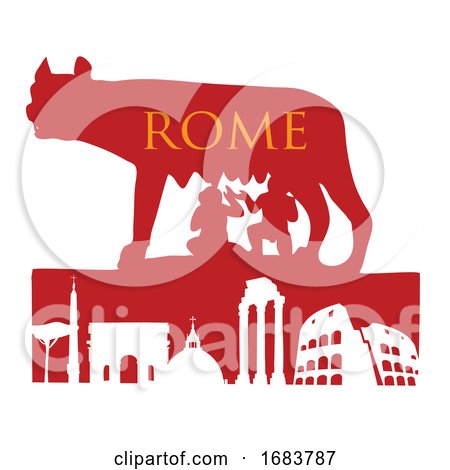 The Symbol of Rome Capitoline Wolf with Monument by Domenico Condello