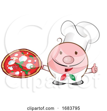 Pizza Chef Mascot Cartoon by Domenico Condello