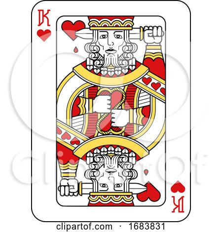 Playing Card King of Hearts Red Yellow and Black by AtStockIllustration