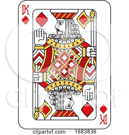 Playing Card King of Diamonds Red Yellow and Black by AtStockIllustration