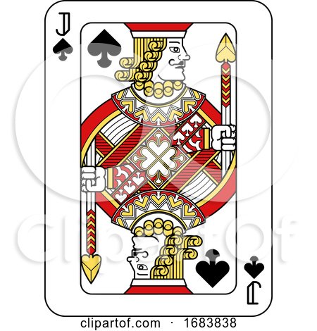 Playing Card Jack of Spades Red Yellow and Black by AtStockIllustration