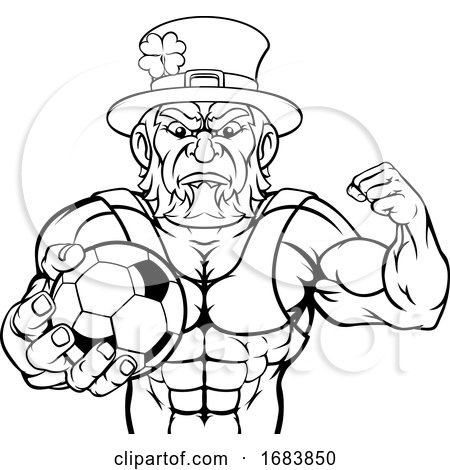 Leprechaun Holding Soccer Ball Sports Mascot by AtStockIllustration