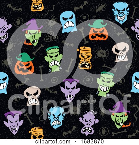 Halloween Faces Pattern by Zooco