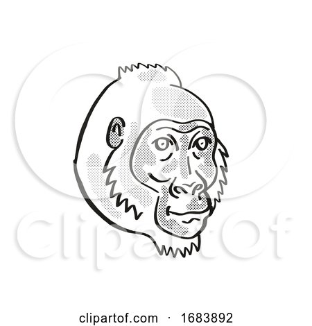 Cross River Gorilla or Gorilla Gorilla Diehli Endangered Wildlife Cartoon Mono Line Drawing by patrimonio