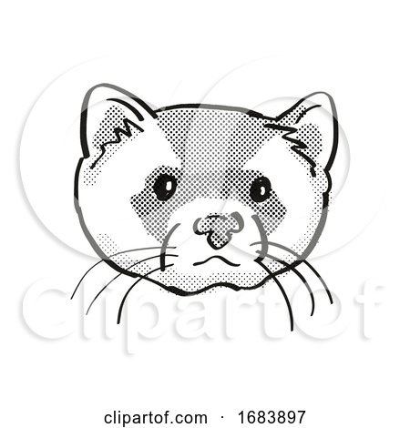 Black-footed Ferret Endangered Wildlife Cartoon Mono Line Drawing by patrimonio