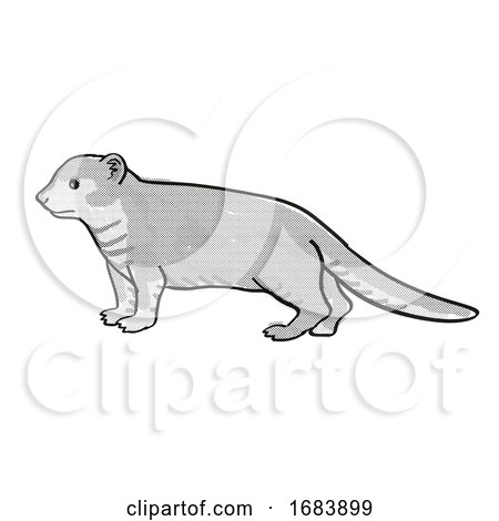 Mongoose or Helogale Parvula Endangered Wildlife Cartoon Mono Line Drawing by patrimonio