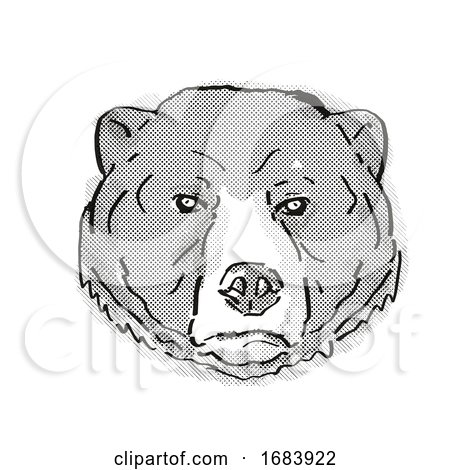 Sun Bear or Helarctos Malayanus Endangered Wildlife Cartoon Retro Drawing by patrimonio