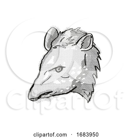 Tapir Endangered Wildlife Cartoon Retro Drawing by patrimonio